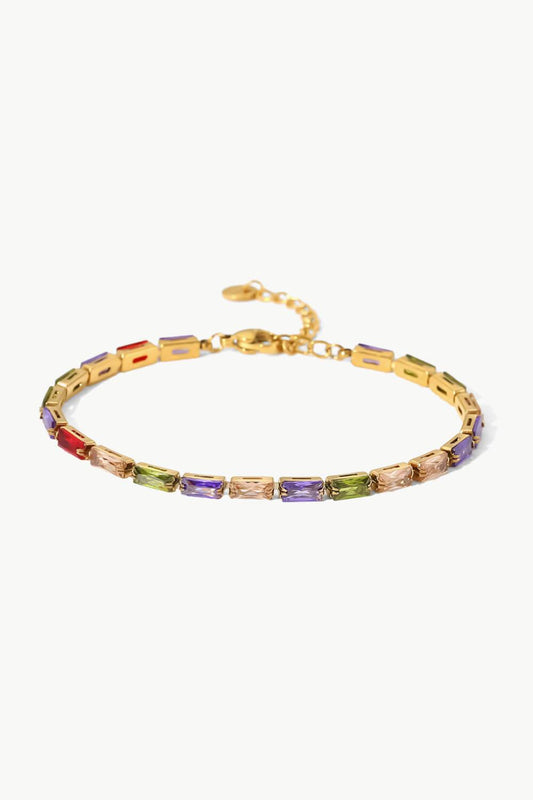 18K Gold Plated Multicolored Cubic Zirconia Bracelet - Flyclothing LLC