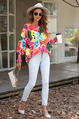 Abstract Lantern Sleeve Blouse - Flyclothing LLC