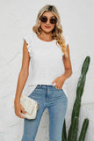 Smocked Round Neck Eyelet Top - Flyclothing LLC