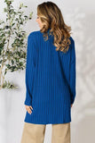 Basic Bae Full Size Ribbed Open Front Cardigan with Pockets - Trendsi