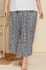 Plus Size Geometric Pleated Skirt - Flyclothing LLC