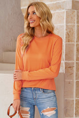 Round Neck Long Sleeve Top - Flyclothing LLC