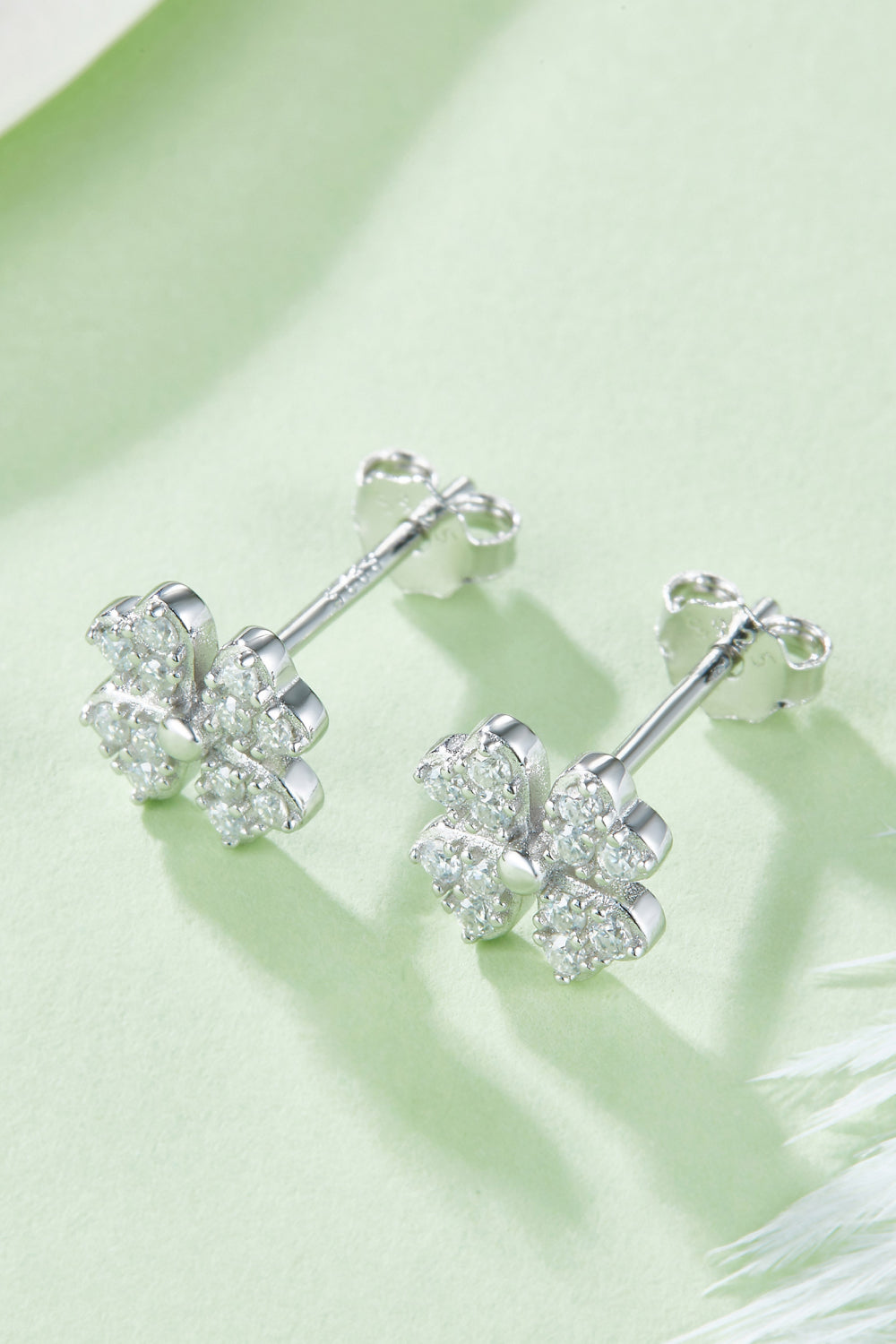 Moissanite Four Leaf Clover Stud Earrings - Flyclothing LLC