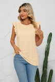 Smocked Round Neck Eyelet Top - Flyclothing LLC