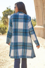 Double Take Full Size Plaid Button Up Lapel Collar Coat - Flyclothing LLC