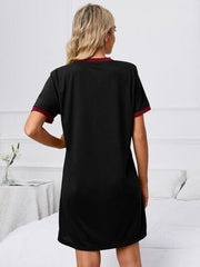 Contrast Trim Round Neck Mini Dress - Trendsi