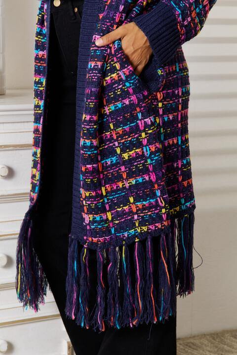 Fringe Hem Open Front Cardigan - Flyclothing LLC