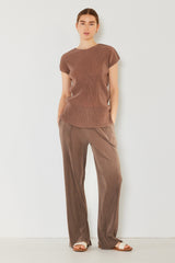 Marina West Swim Rib Pleated Elastic-Waist Wide Leg Pants - Flyclothing LLC