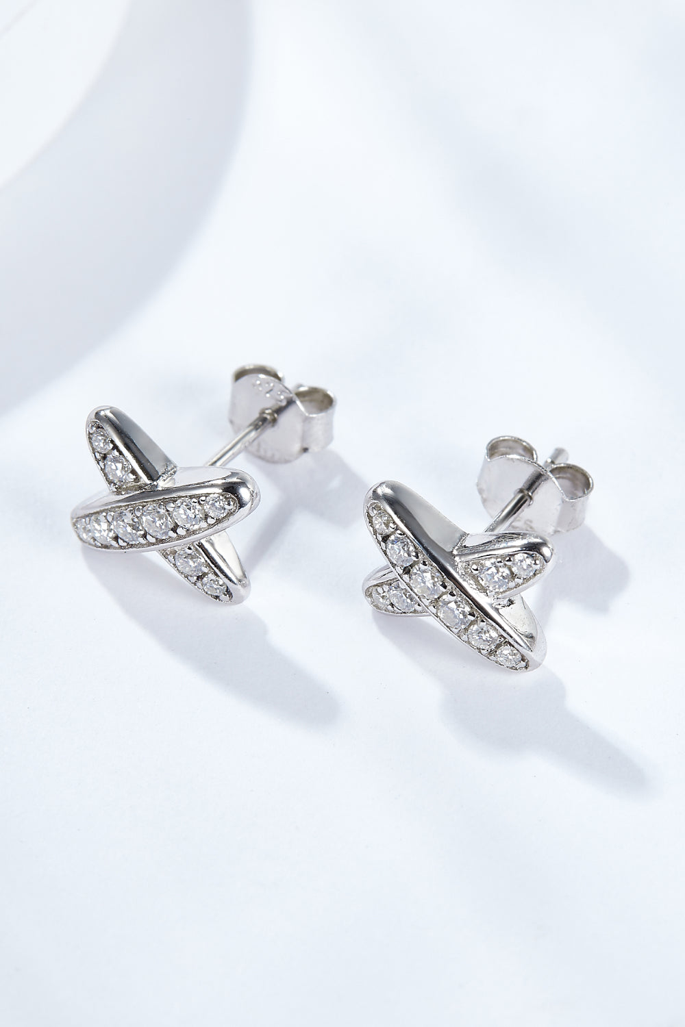 925 Sterling Silver X-Shape Moissanite Earrings - Flyclothing LLC