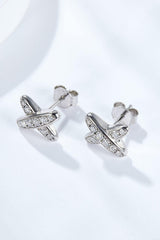 925 Sterling Silver X-Shape Moissanite Earrings - Trendsi