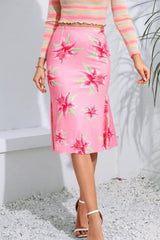 Floral Print Knee Length Skirt - Flyclothing LLC