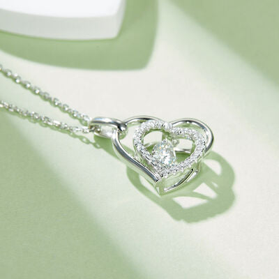 Moissanite 925 Sterling Silver Heart Necklace - Flyclothing LLC