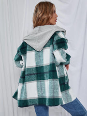 Plaid Hooded Jacket with Pockets - Flyclothing LLC