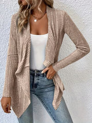 Open Front Long Sleeve Cardigan - Flyclothing LLC