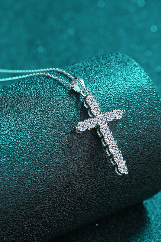 925 Sterling Silver Cross Moissanite Necklace - Flyclothing LLC