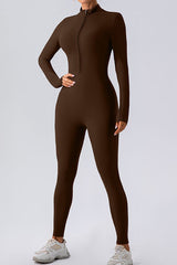 Half Zip Mock Neck Active Jumpsuit - Flyclothing LLC