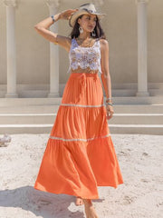 High Waist Maxi Tiered Skirt - Flyclothing LLC