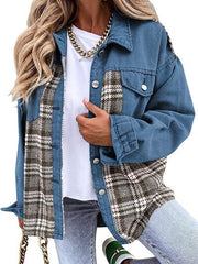 Plaid Button Up Dropped Shoulder Jacket - Flyclothing LLC