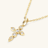 925 Sterling Silver Moissanite Cross Pendant Necklace - Flyclothing LLC