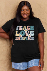 Simply Love Full Size TEACH LOVE INSPIRE Graphic Cotton T-Shirt - Flyclothing LLC