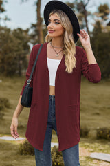 Open Front Long Sleeve Cardigan - Flyclothing LLC