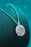 925 Sterling Silver Rhodium-Plated 1 Carat Moissanite Pendant Necklace - Flyclothing LLC