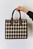 David Jones Argyle Pattern PU Leather Handbag - Flyclothing LLC