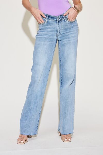 Judy Blue Full Size V Front Waistband Straight Jeans - Flyclothing LLC