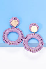 Round Shape Raffia Grass Dangle Earrings - Flyclothing LLC