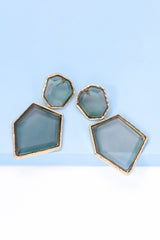 Geometrical Shape Zinc Alloy Frame Resin Dangle Earrings - Flyclothing LLC