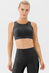 Round Neck Wide Strap Active Bra - Flyclothing LLC