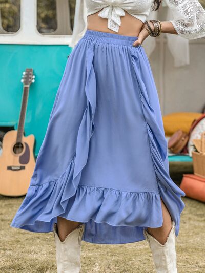 High Waist Ruffle Trim Skirt - Flyclothing LLC