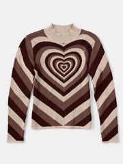 Heart Mock Neck Long Sleeve Sweater - Flyclothing LLC