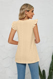 Smocked Round Neck Eyelet Top - Flyclothing LLC