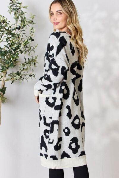 BiBi Leopard Open Front Cardigan - Trendsi