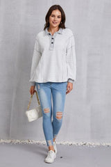 Half Button Dropped Shoulder Sweatshirt - Flyclothing LLC