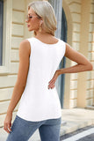 Decorative Button Round Neck Tank - Flyclothing LLC