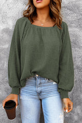 Square Neck Waffle-Knit Top - Flyclothing LLC