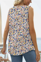 Printed Square Neck Curved Hem Tank - Flyclothing LLC