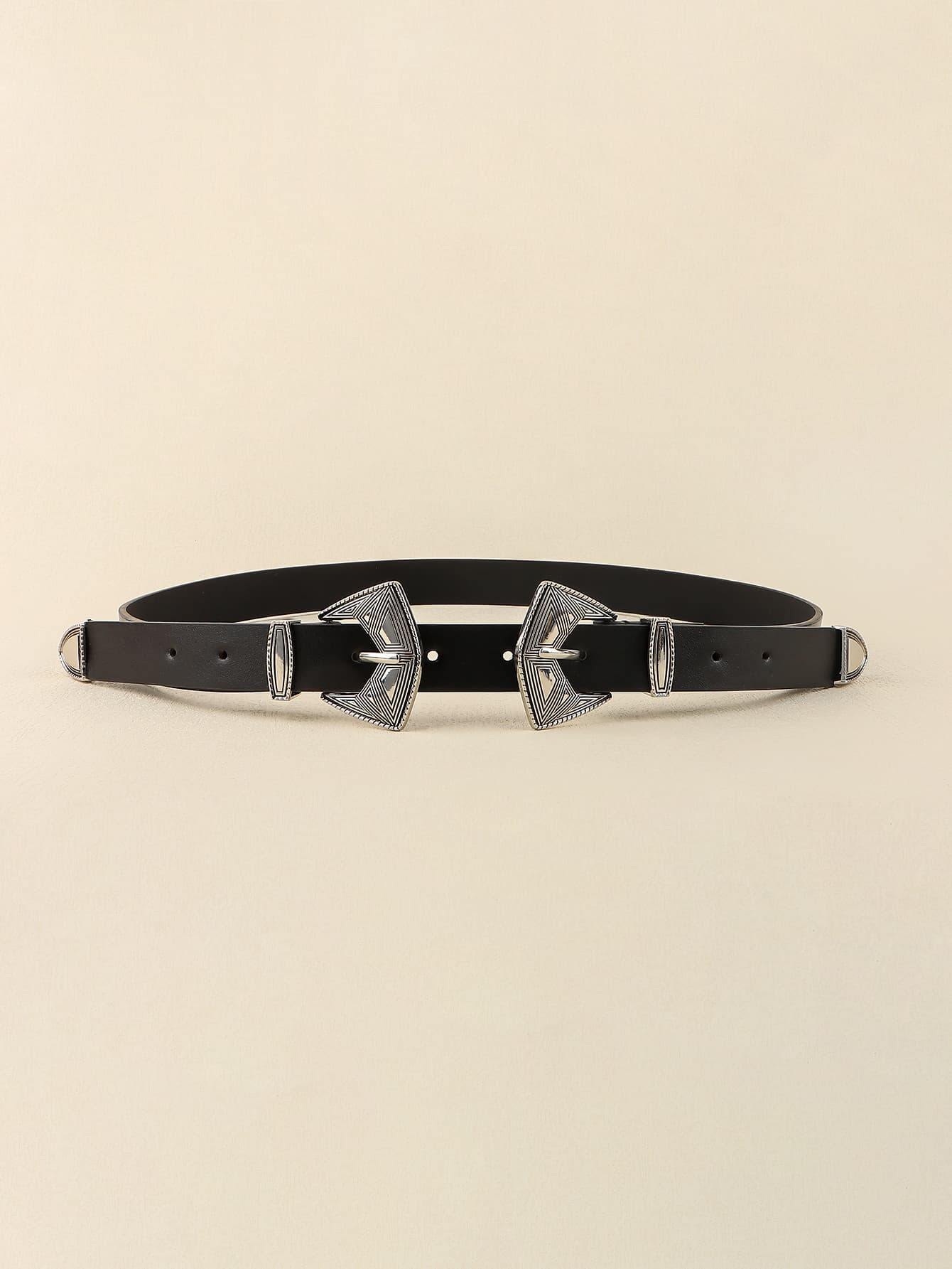 Double Buckle PU Leather Belt - Flyclothing LLC