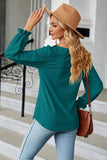 Round Neck Flounce Sleeve Blouse - Trendsi