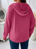 Plus Size Drawstring Dropped Shoulder Hooded T-Shirt - Trendsi