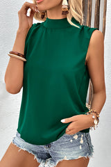 Tied Mock Neck Blouse - Flyclothing LLC