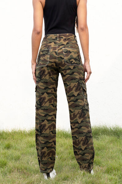 Camouflage Straight Leg Cargo Pants - Flyclothing LLC