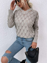 Openwork Cutout Dropped Shoulder Sweater - Flyclothing LLC