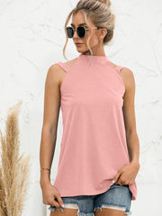 Cutout Mock Neck Tank - Flyclothing LLC