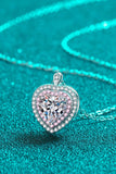 925 Sterling Silver 1 Carat Moissanite Heart Pendant Necklace - Flyclothing LLC