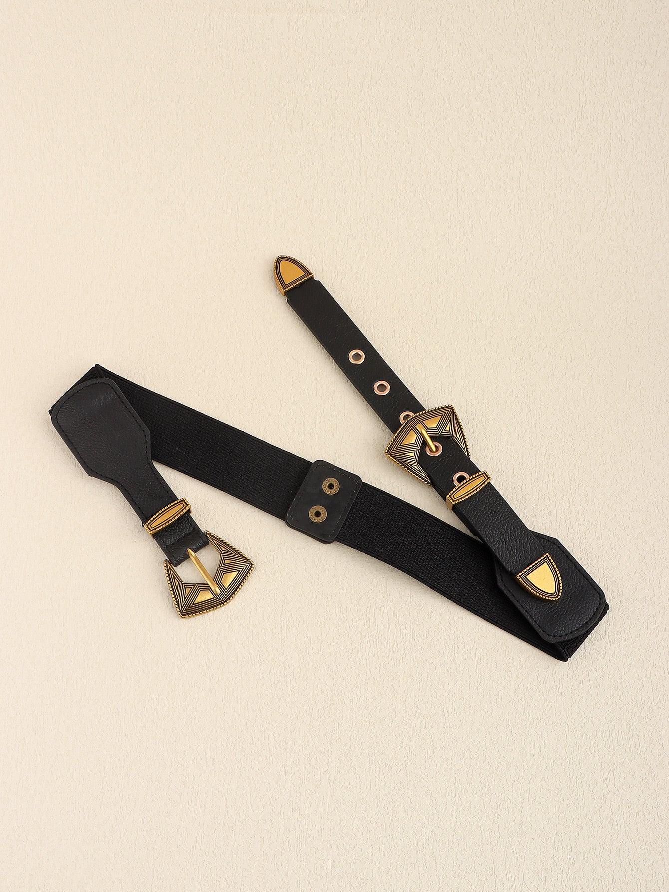 Double Buckle PU Leather Belt - Flyclothing LLC