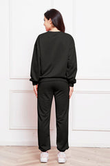 Round Neck Long Sleeve Sweatshirt and Pants Set - Flyclothing LLC