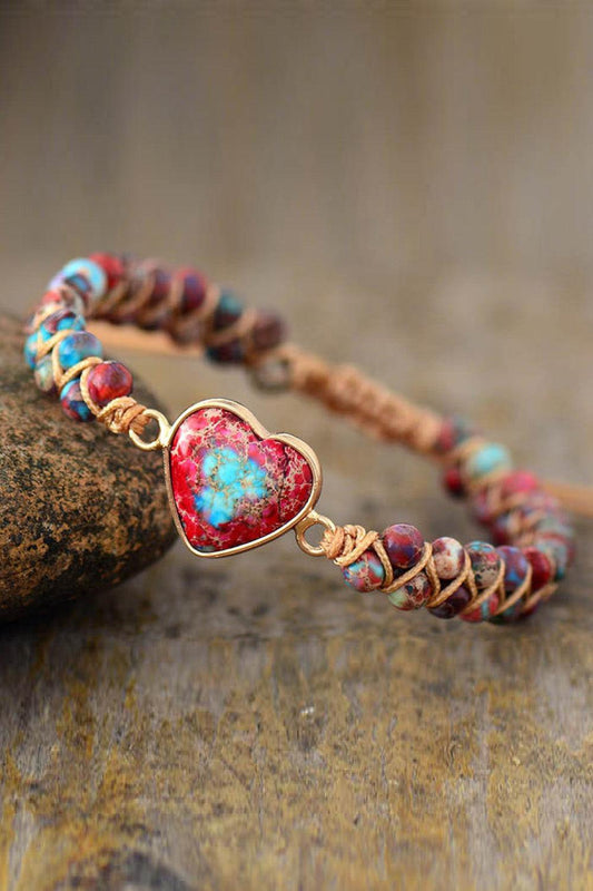 Handmade Heart Shape Natural Stone Bracelet - Flyclothing LLC